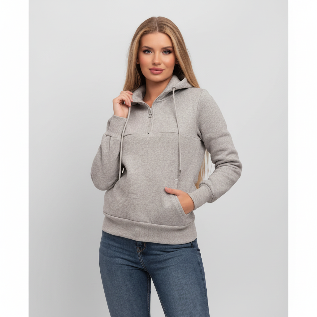 Ženska Hoodie Majica - Siva